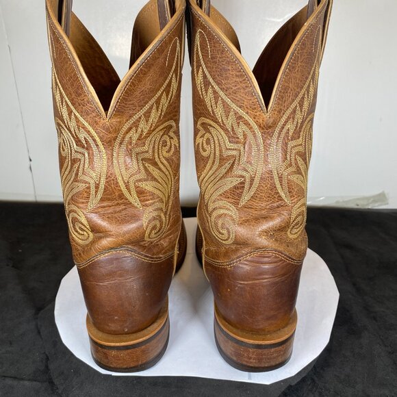 7B Vintage Justin Square Toe, Brown Ankle Cowboy Boots, Handcrafted - Picture 6 of 11
